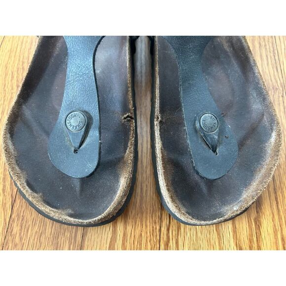 Birkenstock Gizeh Leather Unisex Sandal Black Men 5 5.5 Women 7.5 8 - Picture 8 of 9